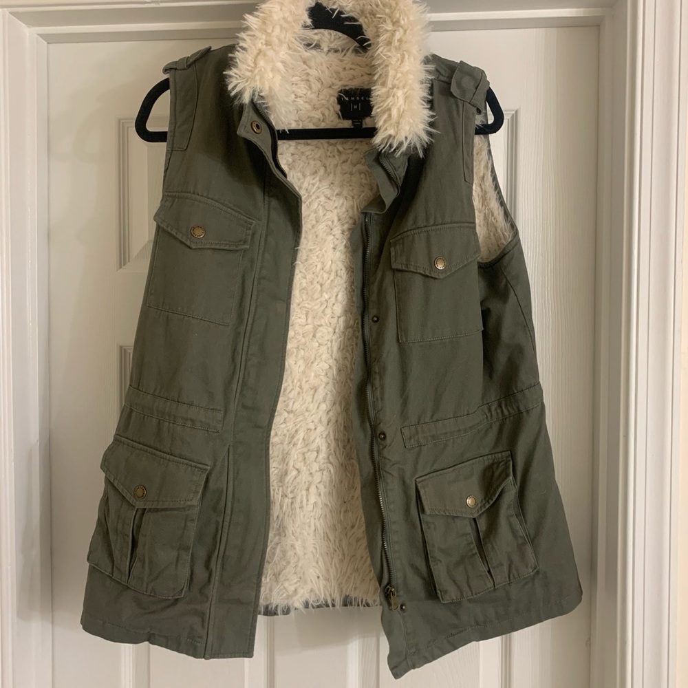 Cute fur lined cargo style vest
